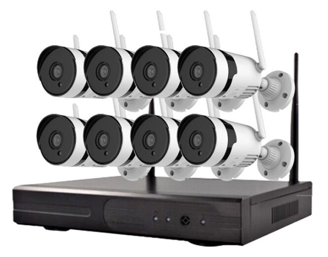 Parelachtig Slapen Vliegveld Draadloos beveiligingscamera set met 8 beweegbare 3mp camera's